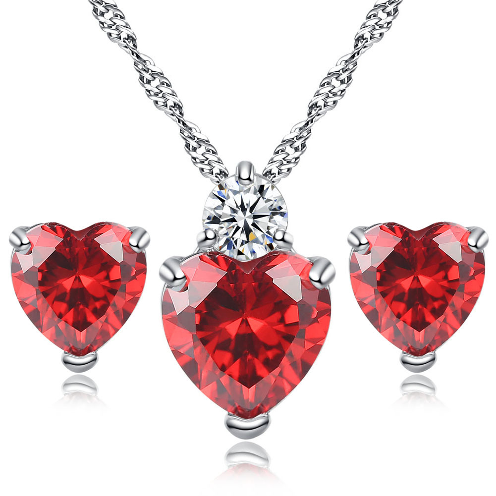 Karmiss Herz Schmuckset Rot