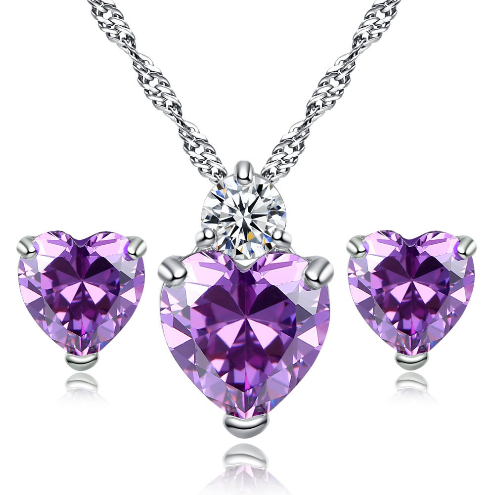 Karmiss Herz Schmuckset Lila