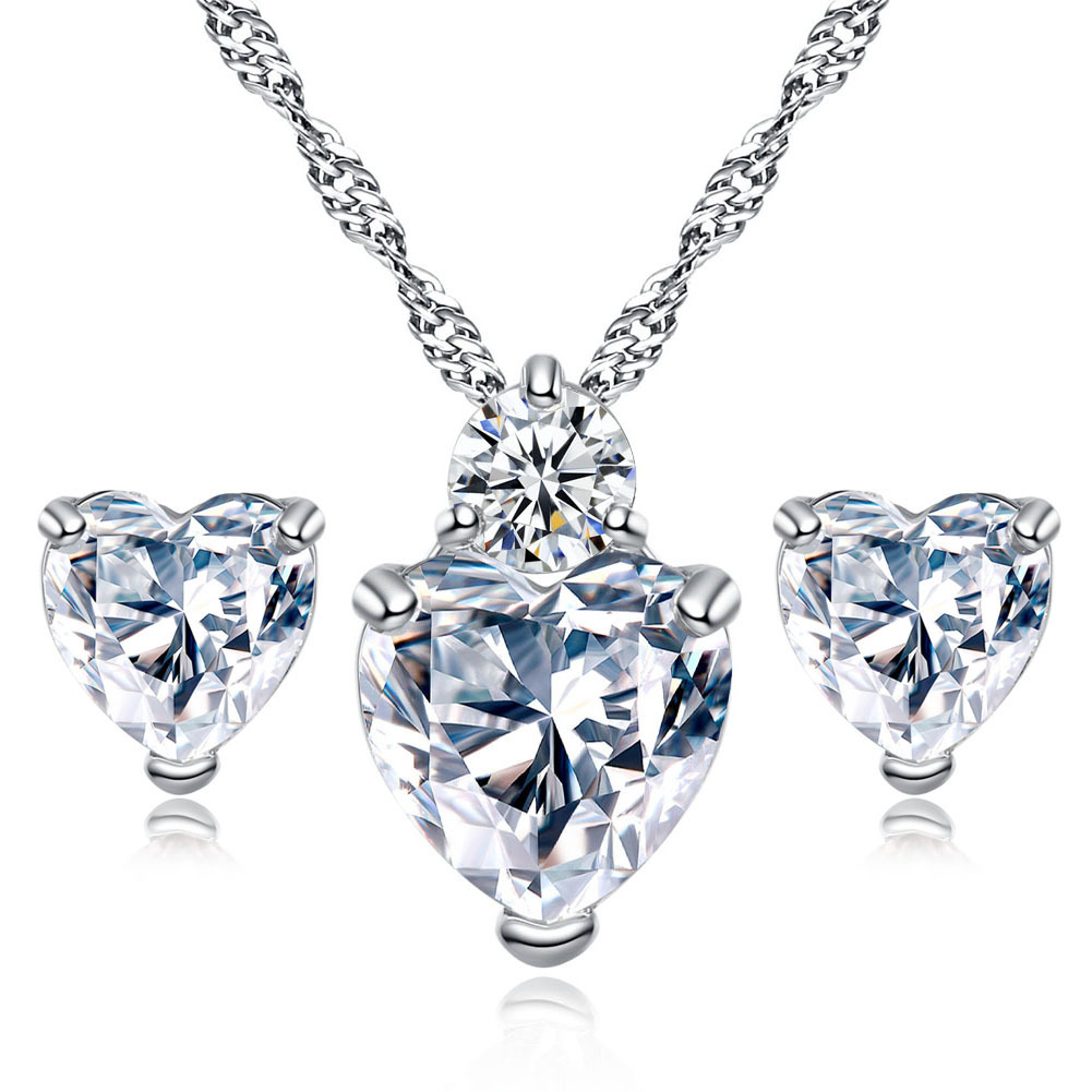 Karmiss Herz Schmuckset weiss