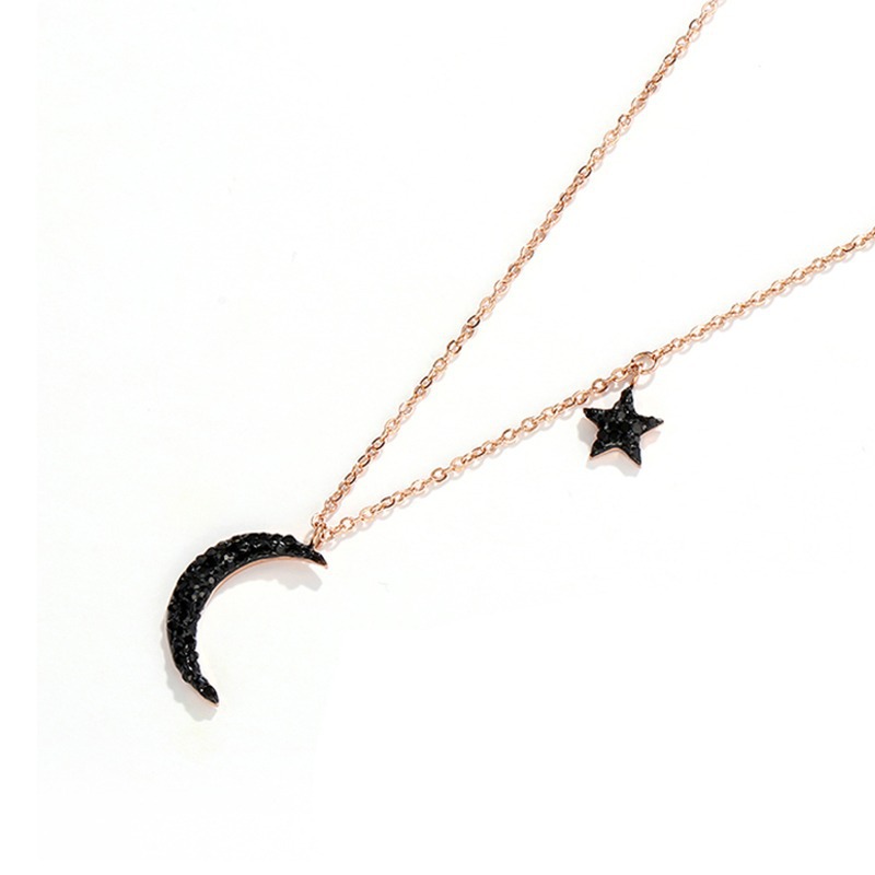 Karmiss Moon & Star Halskette black gold