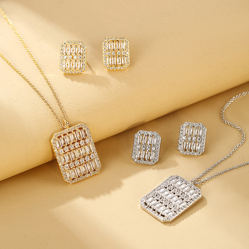 Quadratisches Schmuckset Cut Cubic Ziroconia